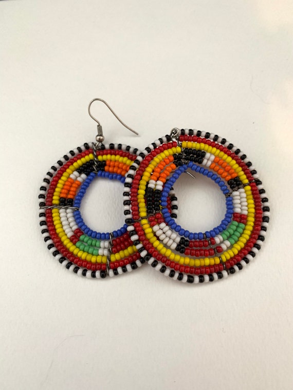 Kenyan Masai beaded earrings-African beaded earri… - image 5