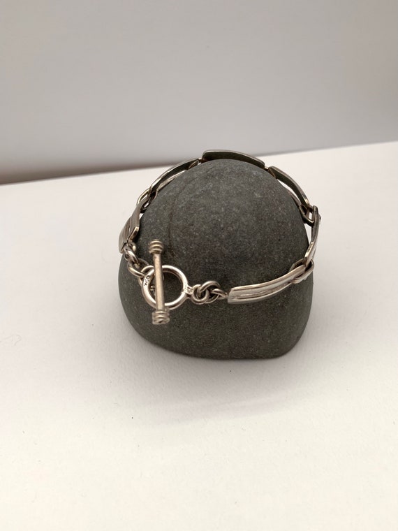 Hand made sterling silver link bracelet. Artisan … - image 4