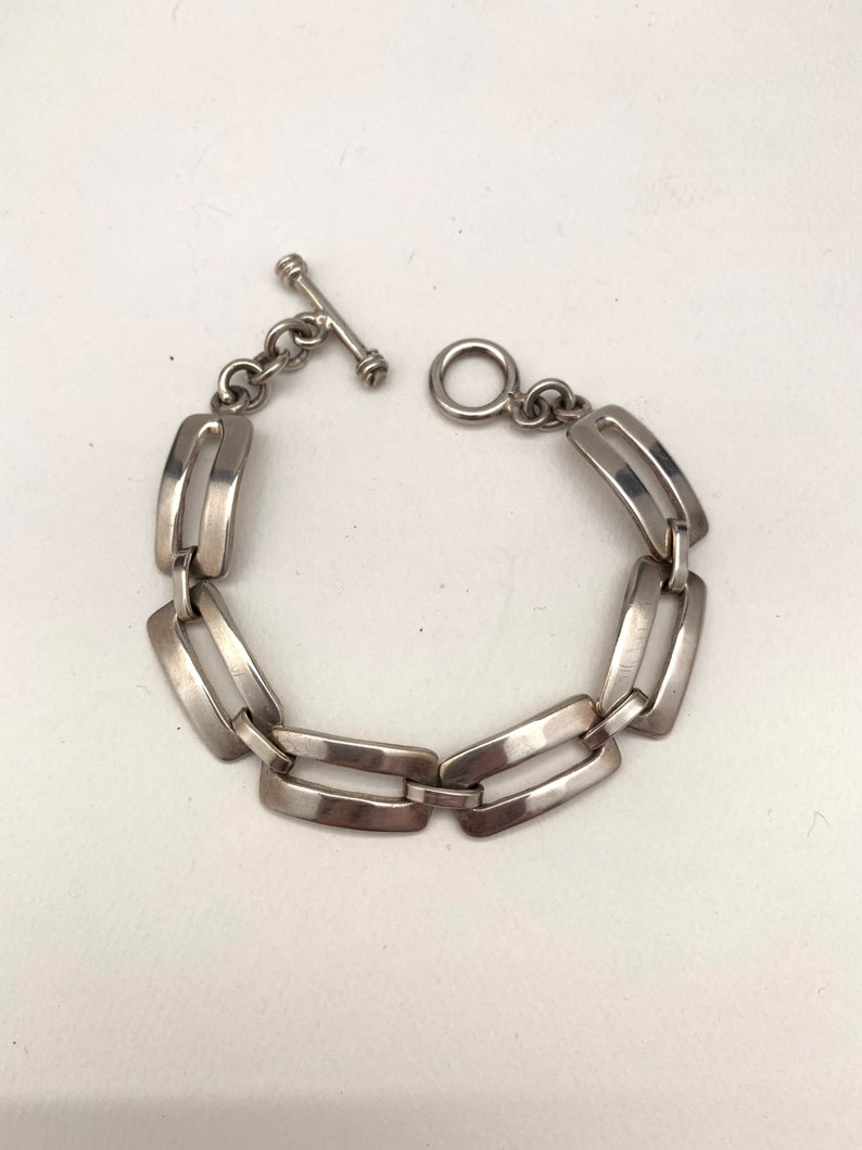 Hand made sterling silver link bracelet. Artisan silver link bracelet. image 1