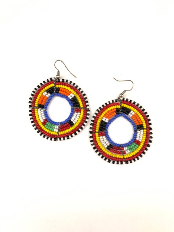 Kenyan Masai beaded earrings-African beaded earri… - image 2