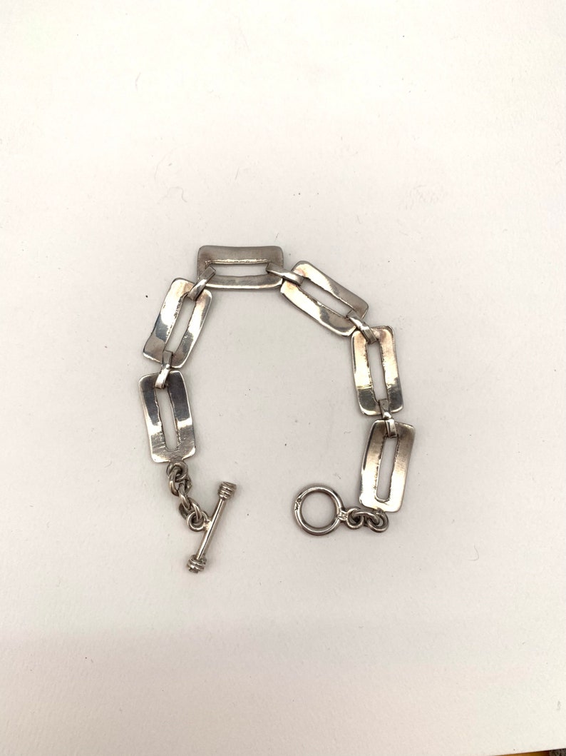 Hand made sterling silver link bracelet. Artisan silver link bracelet. image 2