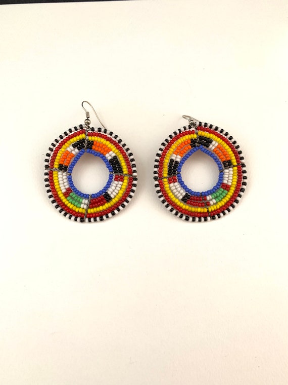 Kenyan Masai beaded earrings-African beaded earri… - image 6