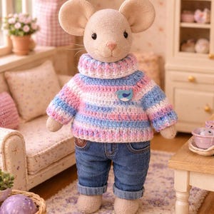 Maileg Crochet sweater Pattern PDF | Amigurumi Sweater | Mouse Doll sweater | Toy Crochet sweater |