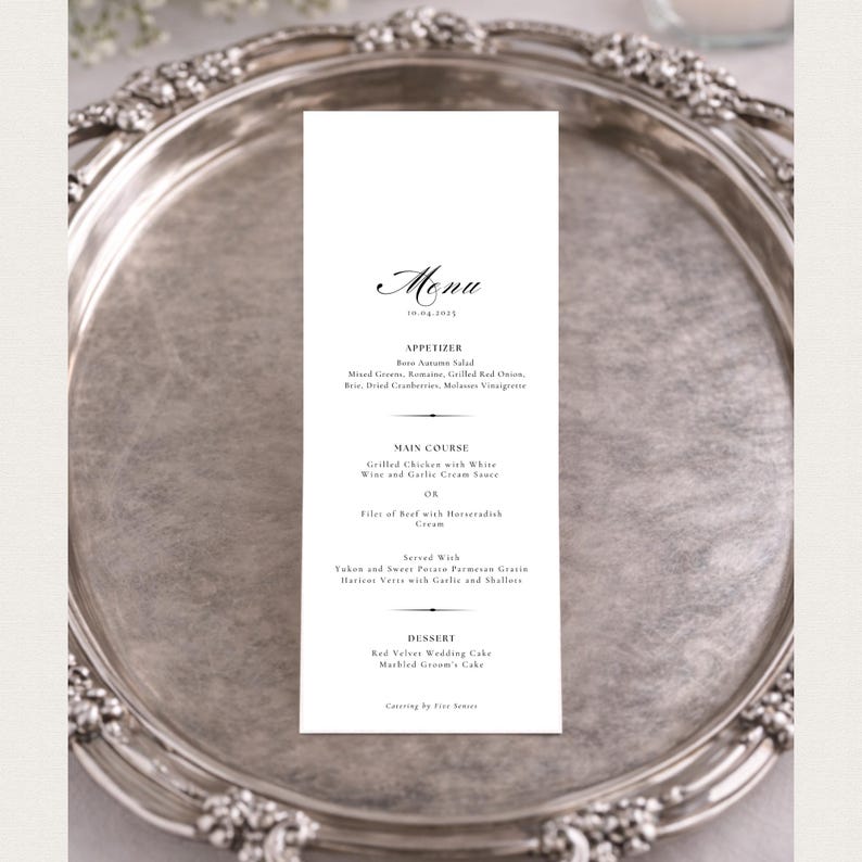 Classic Elegant Menu Template, Editable Canva Menu With Monogram Space ...
