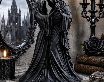 Gothic Paar Skulptur, Sensenmann Dark Empress Decor, Skelett Liebhaber Geschenk