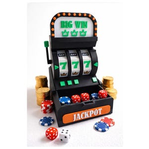 Spinnable Spielautomat-Aufbewahrung, Minicasino-Schreibtisch-Dekor, Jackpot-Münzhalter-Organisator, Glücksspielgeschenk