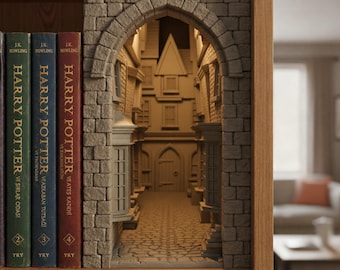Cantinho de Leitura do Beco Diagonal, Encaixe para Livros de Harry Potter, Decoração do Beco dos Bruxos