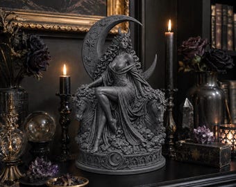 Estatua de Selene Diosa de la Luna, Escultura de Mitología Griega, Decoración de Altar Gótico Celestial