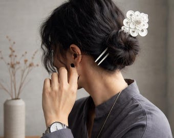 Chinese Hairpin Floral Hair Stick, Elegant Bun Pin, Minimalist Hair Accessory