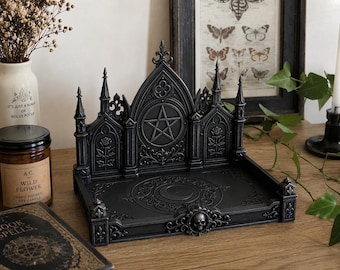 Gothic Hexenaltar Tablett, Victorian Kristall Display Regal, Dark Academia Decor