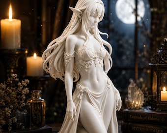 Weibliche Elfe Statue, Fantasy Elfe Figur, Gothic Wohnkultur, Elfen Skulptur, Regal Dekor, Fantasy Sammlerstück, DnD Geschenk, Mythisches Dekor
