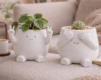 Peace & Peekaboo Planter Pot, Succulent Planters, Joyful Home Decor