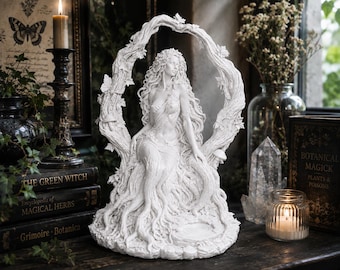 Estatua de Dríade, Diosa del Bosque y Espíritu del Árbol para Altar Pagano