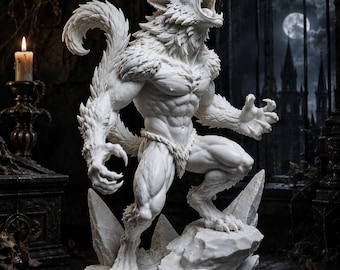 Werwolf Statue, Werwolf Figur, Gothic Dark Fantasy Dekoration, Mythisches Tier Skulptur