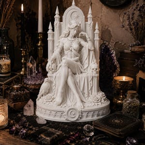 Lilith Dark Goddess Throne Statue, Witchy Altar Decor