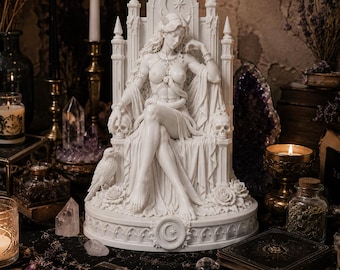 Statua del trono della Dea Oscura Lilith, decorazione per altare stregonesco