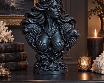 Buste Reine Selkie, Statue Déesse de la Mer, Décoration Gothique, Folklore Écossais