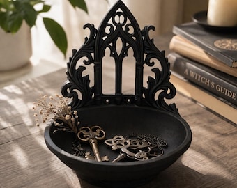 Gotische Altar Schale, Kristall Halter, Witchy Home Decor, Schlüssel Organizer