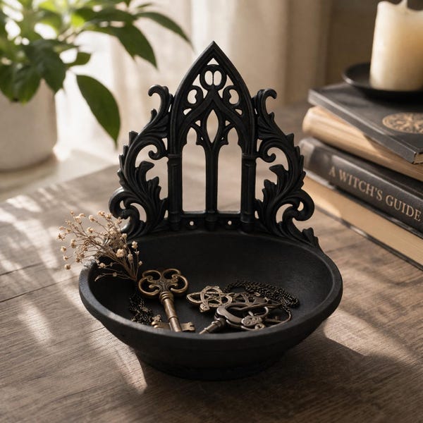 Gotische altaarkom, kristallen houder, Witchy-huisdecor, sleutelorganizer