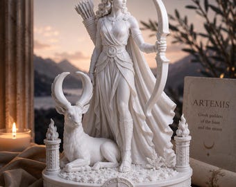 Estatua de la diosa griega Artemisa, escultura de la deidad cazadora lunar, decoración blanca para altar pagano.