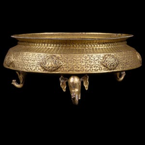 Handmade Khadkulo (Kota) Vase with Stand | Ashtamangala Design Ritual Vessel