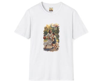 面白いイエスTシャツ｜バスケットボールをするイエスのクリスチャンTシャツ｜喜びのイエス