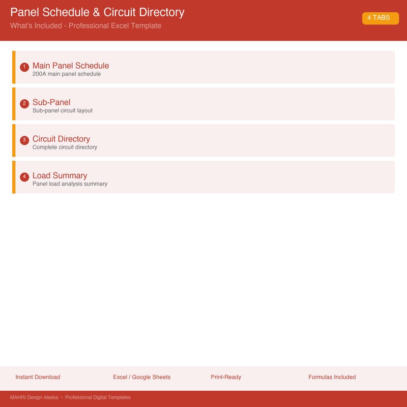 Electrical Panel Schedule - Etsy