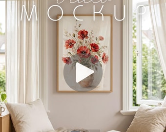 Video Frame Mockup  – Video Wall Art Mockup – Animated Frame Mockup – Photoshop Video Mockup – Smart Object