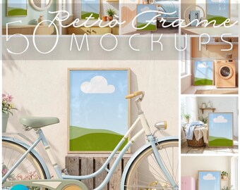 Frame Mockup Bundle | Retrò Canva Frame Mockups | Drag & Drop Editable Wall Art Mockup Bundle
