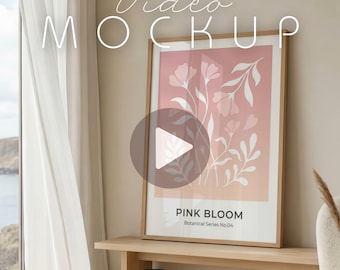 Video Frame Mockup PSD – Soft Sea Mockup – Animated Frame Mockup – Photoshop Video Mockup – Wall Art Mockup