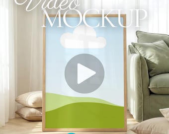 Canva Video Frame Mockup | Single Wall Art Mockup | Vertical Floor Frame DIN A | Realistic Interior - Soft Haven