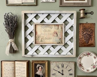 French country lattice Wall Art, wood Country Cottage Decor