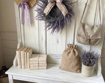 Lavendelblommig krans: lantlig fransk lantlig dörrdekor köksinredning (15”x15”)