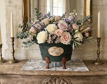 Vintage Bauernhaus Dekor Cottage Shabby Chic grüner französischer Übertopf