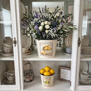 Lemon french Country  Floral Metal Planters , lemon Farmhouse Decor(set of 2)