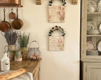 Set van 2 Franse landelijke muurkunst, shabby-chic cottagedecor