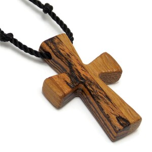 Carved Mens Wooden Cross in Bocote & Teak Woods, Wooden Cross Necklace ...