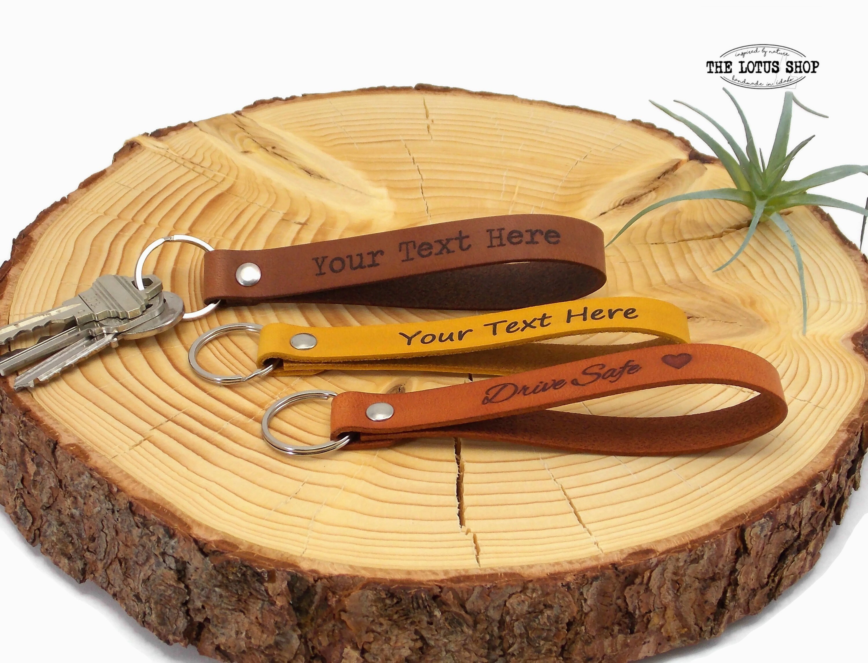 Custom Leather Keyring Laser Engraved Keychain available in Etsy