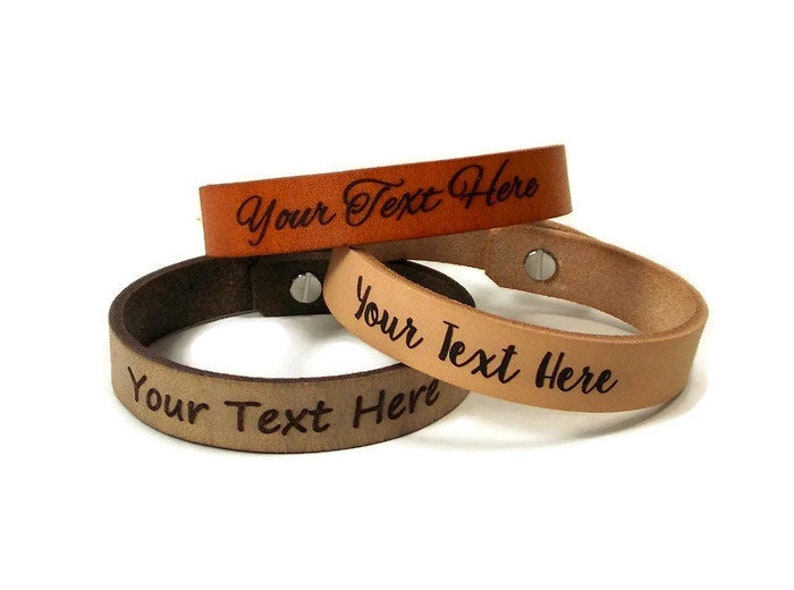 Custom Leather Bracelet Laser Engraved W/ Any Text of Your Etsy