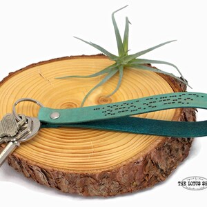 Morse Code Keychain, Hidden Message Leather Keychain Engraved with Secret Message Written in Morse Code, Custom Wristlet Keychain