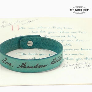 Custom Handwriting Bracelet from Loved Ones Signature, Engraved Leather Bracelet for a Special Family Keepsake, Gift for Grieving Friend