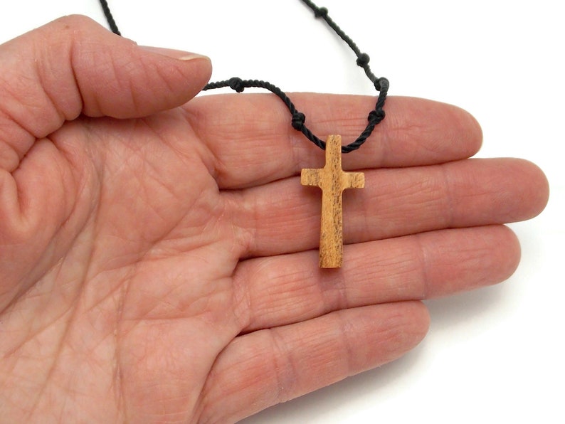 Wooden Cross Necklace Made From Honey Locust Wood, Handcrafted Small ...