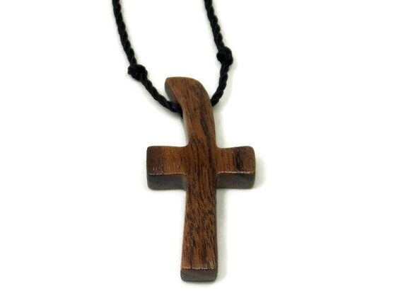 Minimalist Italian Walnut Cross Necklace Men Handmade Cross | Etsy