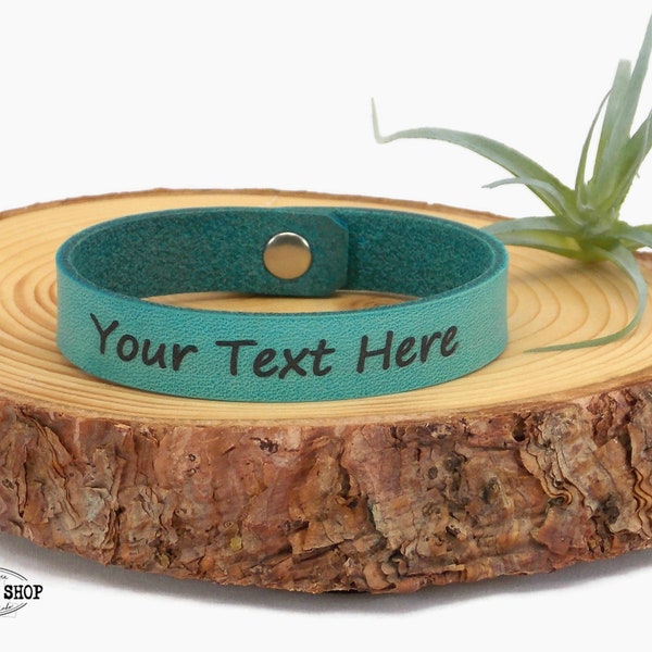 Pulsera de cuero personalizada para hombre grabada con cualquier texto, pulsera de cuero grabada para hombre con cierre a presión, pulsera Mantra personalizada para hombre