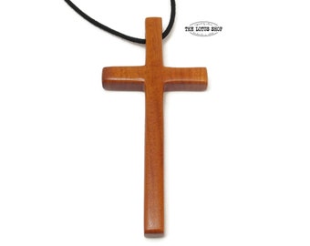 Large Cross Pendant Handmade from solid African Niove Wood, Wooden Cross Necklace, Large Mens Cross Necklace, Pectoral Cross , Pastor Gift