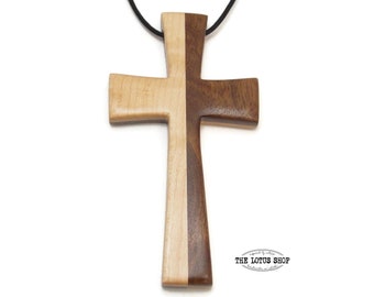 Large Cross for Men Made From Ebony & Zebrawood Woods Strung - Etsy