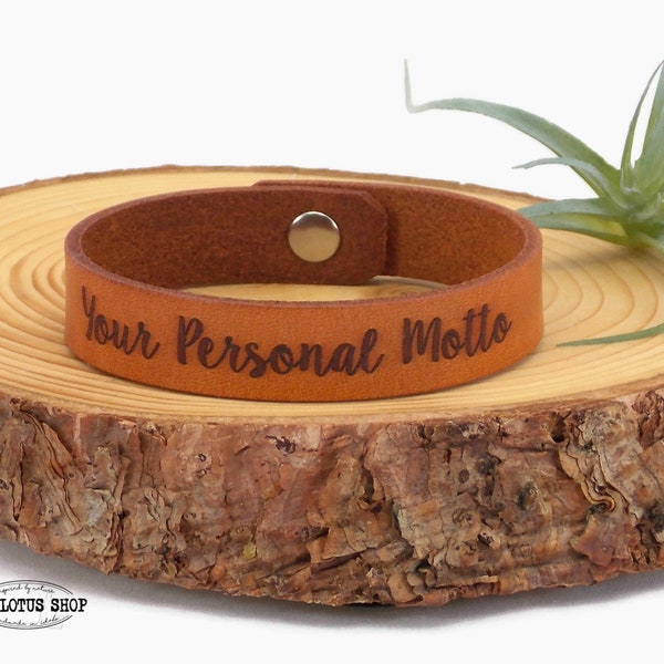 Pulsera de cuero grabada, regalo personalizado solo para ti, pulsera de cuero personalizada con cierre a presión con la fuente y el color de tinte que elijas, pulsera para hombre