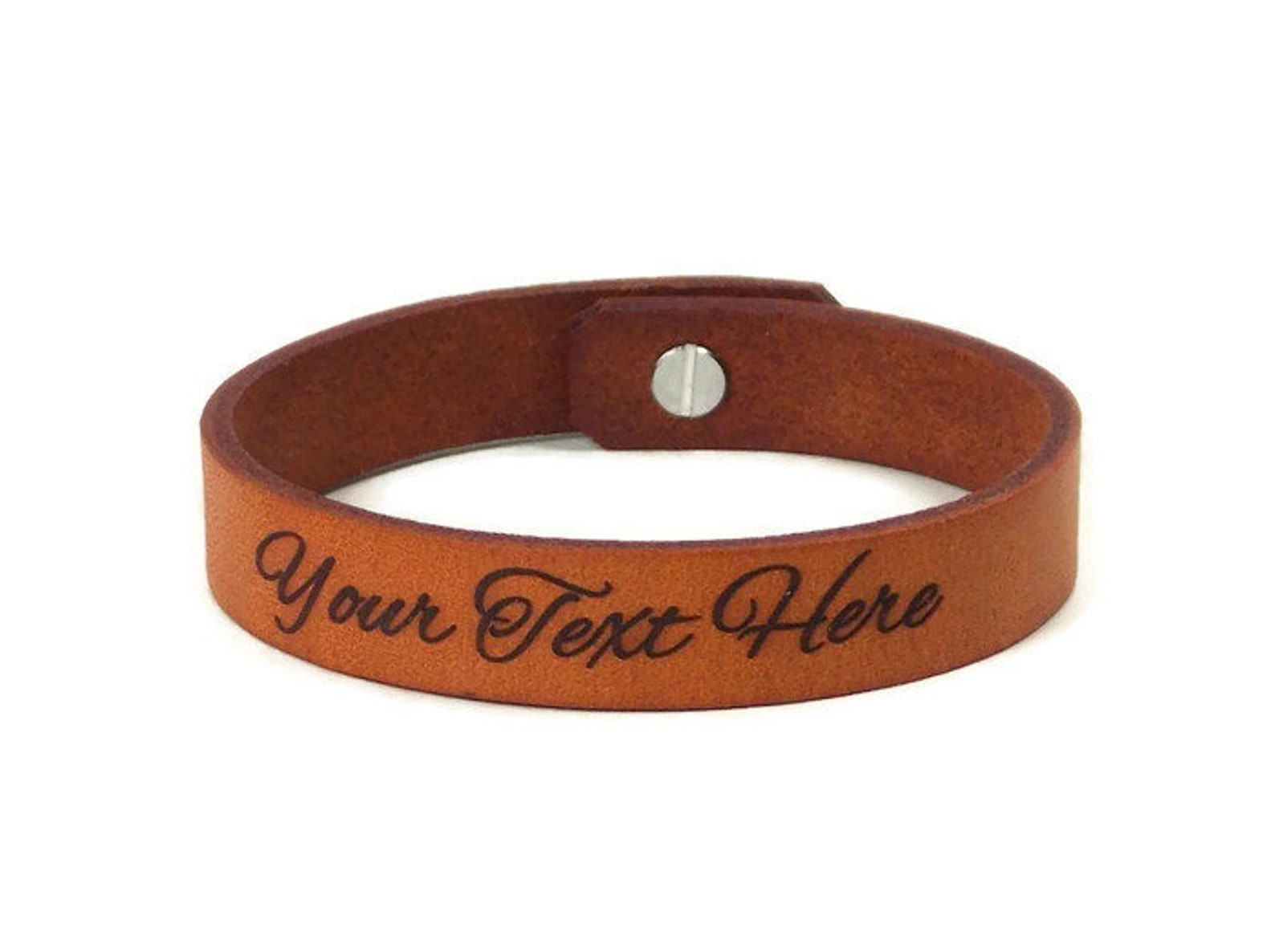 Custom Leather Bracelet Laser Engraved W/ Any Text of Your Etsy