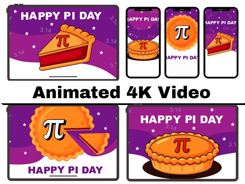Silly Pi Animation Happy Pi Day Animated Background Bundle | Math Illustration Motion ...