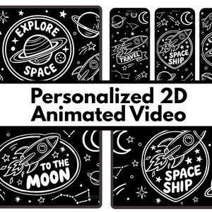 Personligt 2D-animerat rymdbakgrundspaket | Galax, stjärnor, Sci-Fi-loopanimering (digital nedladdning)